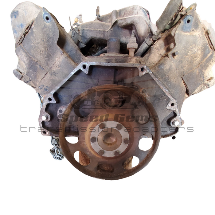CA701 1964 Cadillac 429 to Hydramatic spacer kit installed on engine — side view