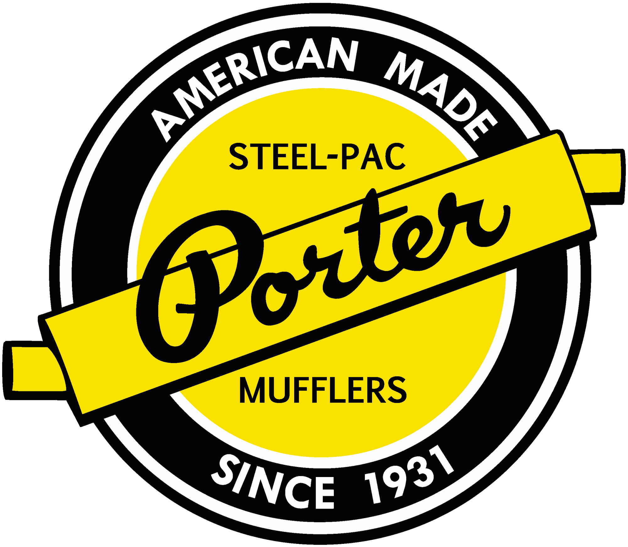 Logo of American Made Steel featuring PAC Mufflers, showcasing a bold design representing quality and craftsmanship.