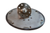 Metallic gear or flywheel on a white background
