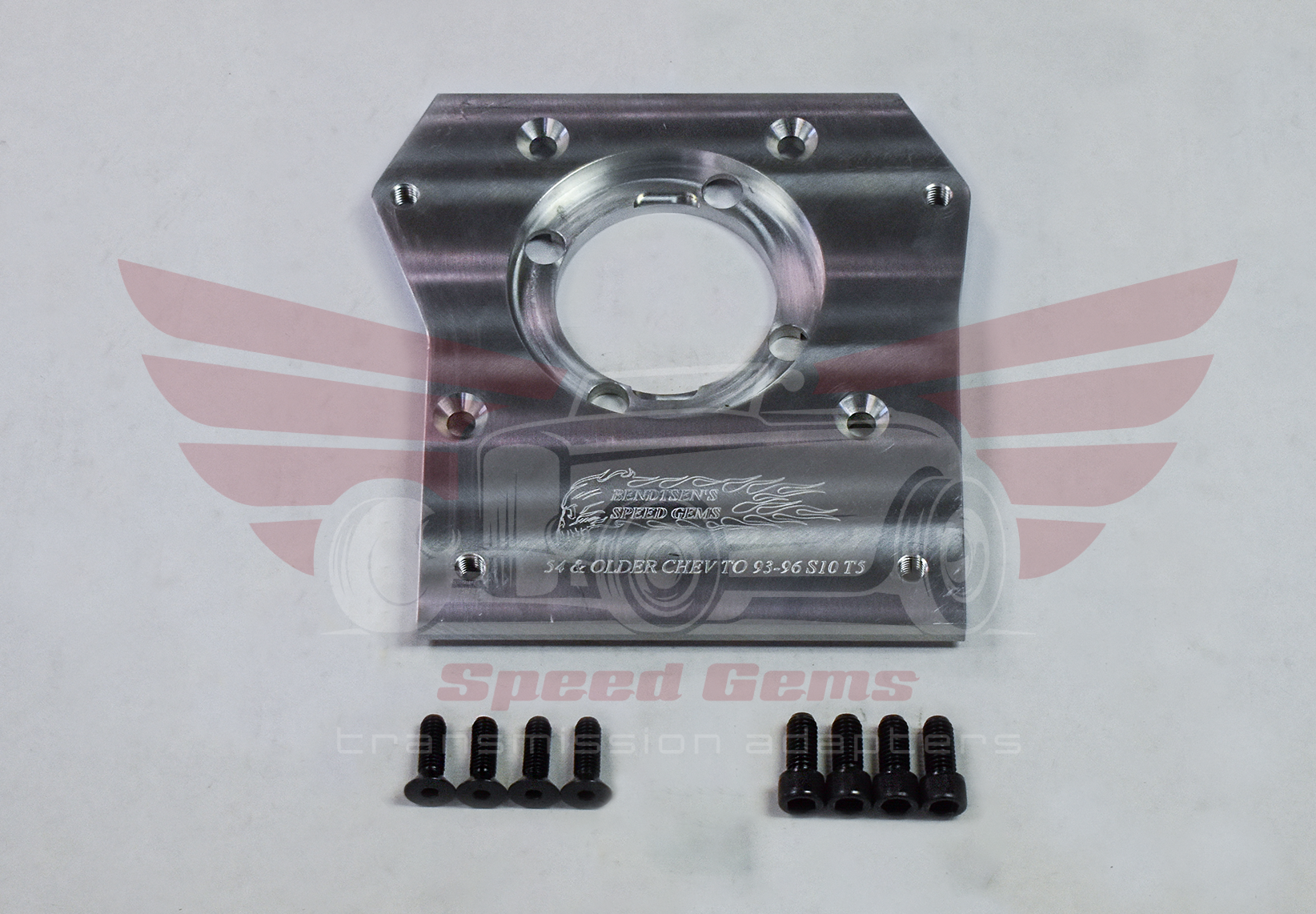 MT401 Chevy 216/235 1954 and older column-shift bellhousing to 1993-1996 Chevy S10 T5 transmission adapter plate with mounting hardware