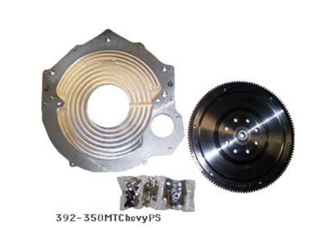 WMO1701 early Hemi 392 to Chevy manual transmission adapter kit — adapter plate, flywheel, and hardware